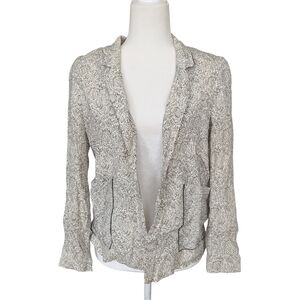 See U Soon White Black Leaf Patterned Light Blazer Size XS